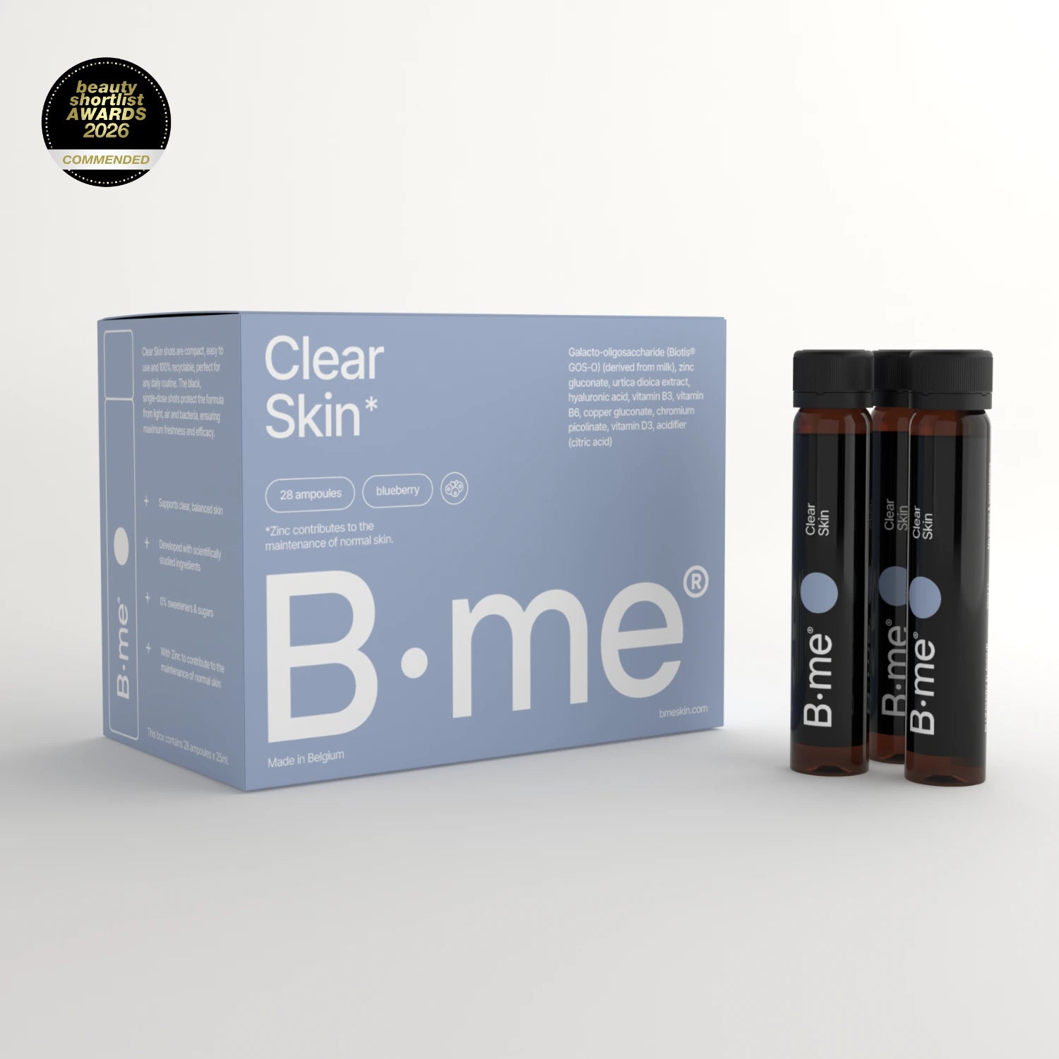 MAJOR SKIN CLEAR & LIQUID BASE B パック B.me® Clear Skin with zinc, prebiotics, hyaluronic acid, and vitamins