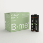 B.me Collagen Matcha combines collagen peptides, ceremonial matcha, and magnesium to support skin health and natural energy, with 91% absorption and no added sugars or sweeteners.